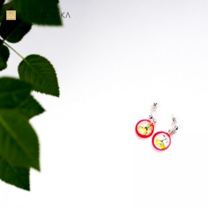 Biżuteria autorska, kolczyki z grafiką.