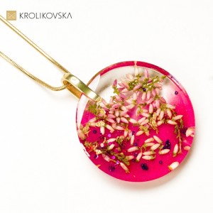 Naszyjnik złoto różowy, kwiatowy artystyczny.