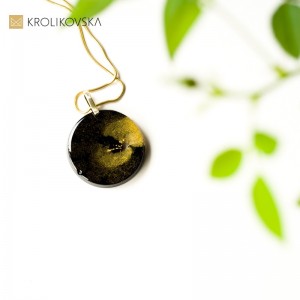 Czarno złoty naszyjnik, nowoczesna biżuteria damska.