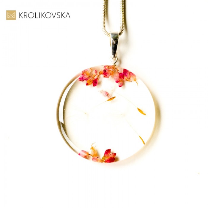 Naszyjnik srebrny z nasionami dmuchawca.