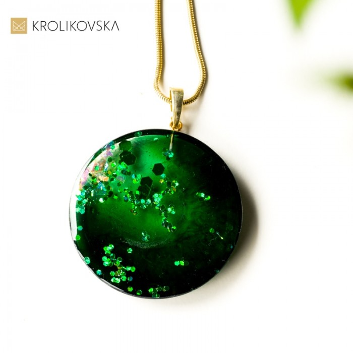 Prezent marzeń, naszyjnik srebrny pozłacany zielony.