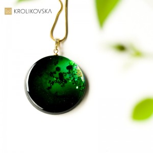 Prezent marzeń, naszyjnik srebrny pozłacany zielony.