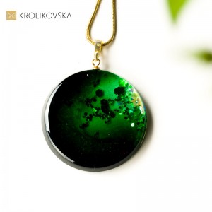 Prezent marzeń, naszyjnik srebrny pozłacany zielony.