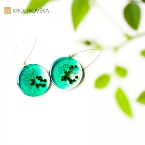 Kolczyki damskie zielone srebro.