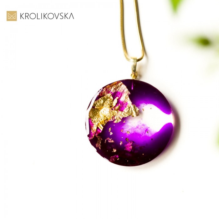 Naszyjnik fioletowy prezent na Walentynki.