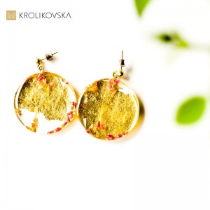 Oryginalny prezent kolczyki złote artystyczne.