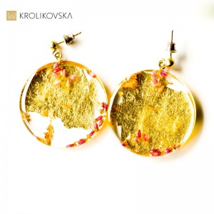 Oryginalny prezent kolczyki złote artystyczne.