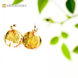 Oryginalny prezent kolczyki złote artystyczne.