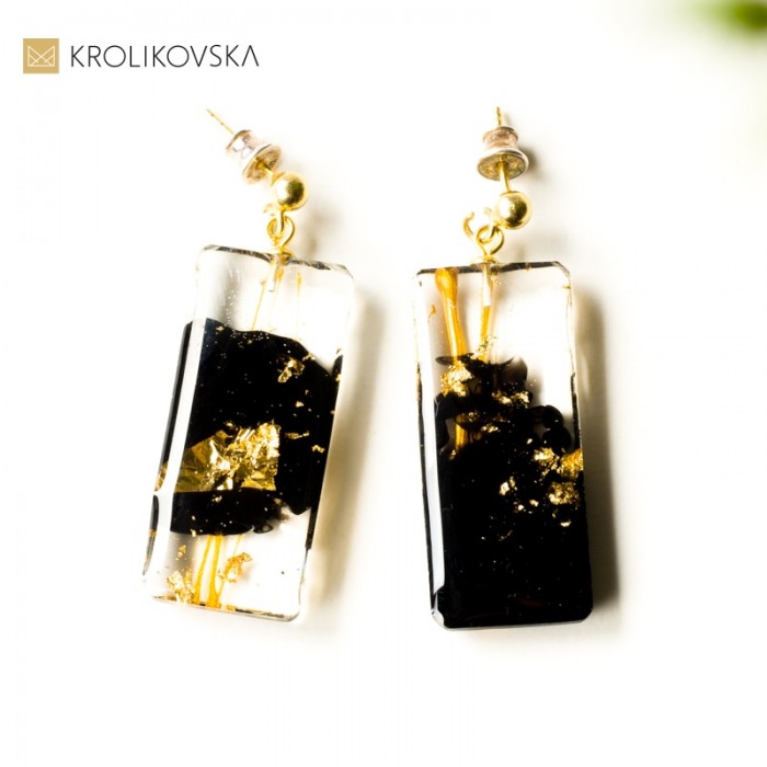 Kolczyki pozłacane wiszące prostokąty.