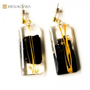 Kolczyki pozłacane wiszące prostokąty.