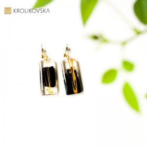 Kolczyki pozłacane wiszące prostokąty.