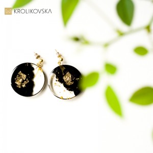 Kolczyki pozłacane wiszące wkrętki z koliste.