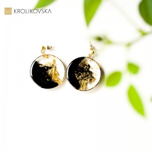 Kolczyki srebrne pozłacane wiszące koła.