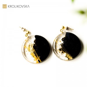 Kolczyki srebrne pozłacane wiszące koła.