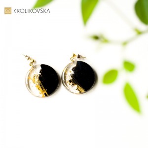 Kolczyki srebrne pozłacane wiszące koła.