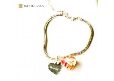 Bransoletka srebrna grona z serduszkami.