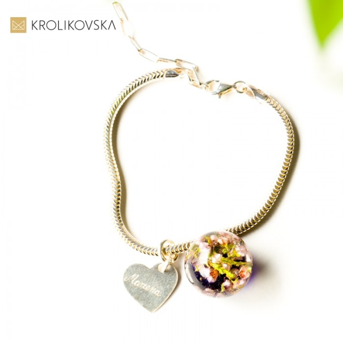 Bransoleta srebrna beads z zawieszkami.