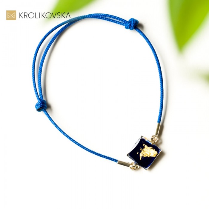 Bransoletka srebrna niebieska, damska.