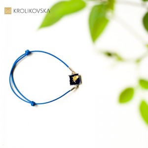 Bransoletka srebrna niebieska, damska.