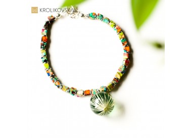 Oryginalna bransoletka srebrna z kolorowymi kamieniami.