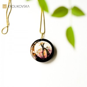 Biżuteria artystyczna rękodzieło- naszyjnik pozłacany.