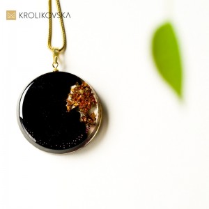 Biżuteria artystyczna rękodzieło- naszyjnik pozłacany.