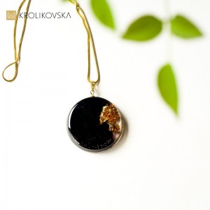 Biżuteria artystyczna rękodzieło- naszyjnik pozłacany.