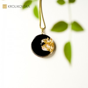 Nowoczesna biżuteria artystyczna- naszyjnik pozłacany.