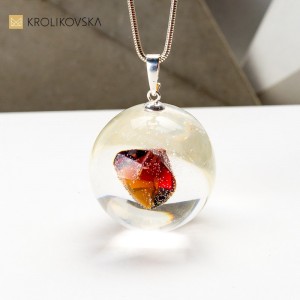 Autorski naszyjnik z brązową cyrkonią.