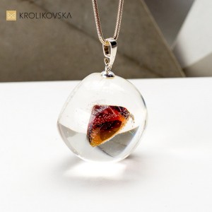 Autorski naszyjnik z brązową cyrkonią.