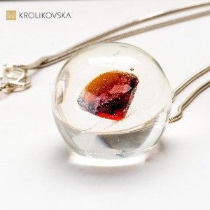 Autorski naszyjnik z brązową cyrkonią.