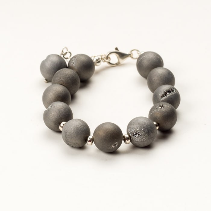 Bransoletka srebrna dla mamy z pięknych agatów druzy