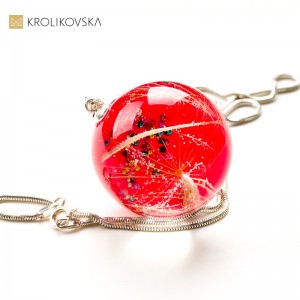 Naszyjnik prezent czerwona duża zawieszka.