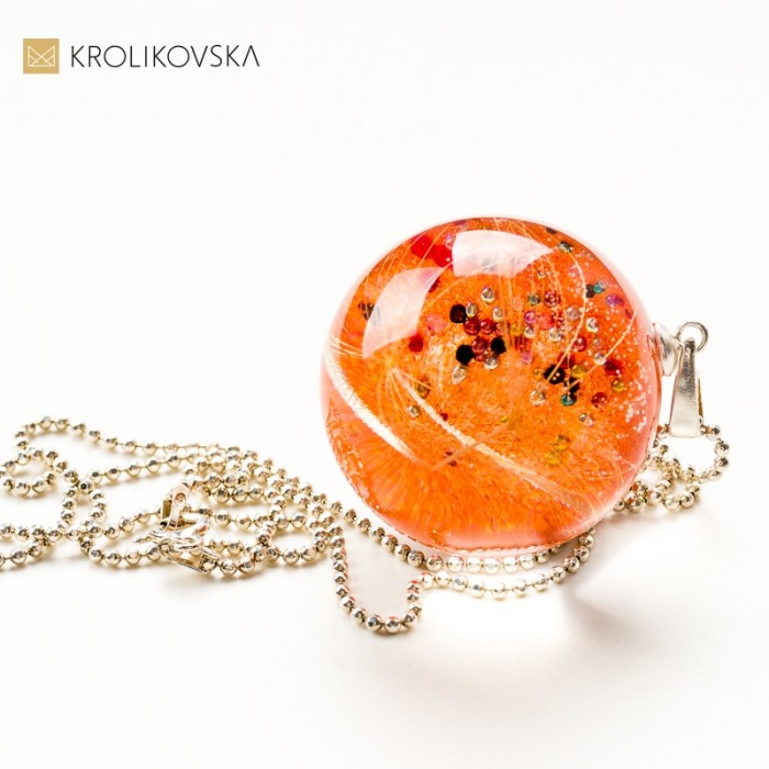 Naszyjnik prezent ruda kula z dmuchaczem.