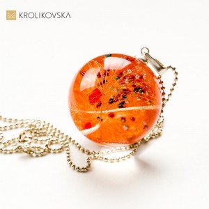 Naszyjnik prezent ruda kula z dmuchaczem.