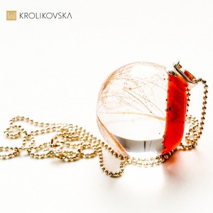 Naszyjnik prezent ruda kula z dmuchaczem.