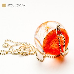 Naszyjnik prezent ruda kula z dmuchaczem.