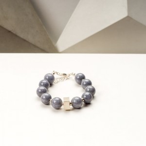 Bransoletka ręcznie robiona damska z szarych jadeitów górskich