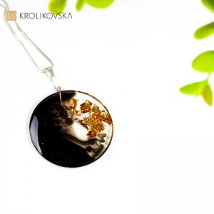 Srebrna biżuteria damska  z miedzianymi płatkami.