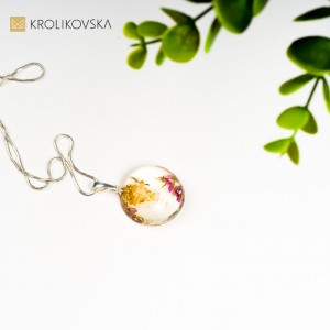 Biżuteria damska kolorowa z łąką kwiatów, prezent.