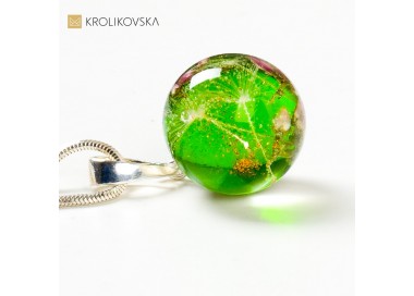 Zielony naszyjnik z łąką kwiatów, biżuteria damska.