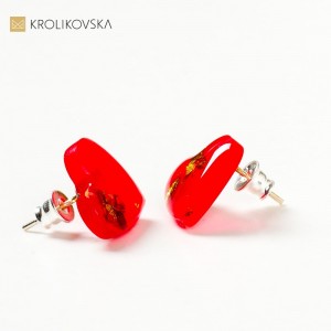 Biżuteria damska na prezent kolczyki wkrętki czerwone.
