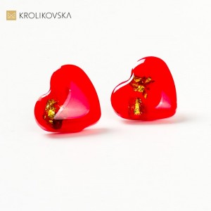 Biżuteria damska na prezent kolczyki wkrętki czerwone.