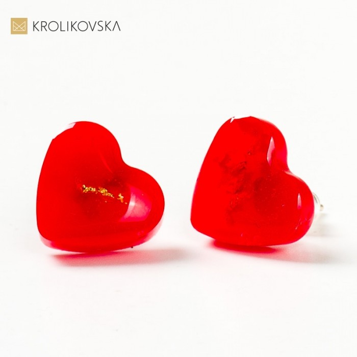 Biżuteria damska na prezent kolczyki czerwone serca.
