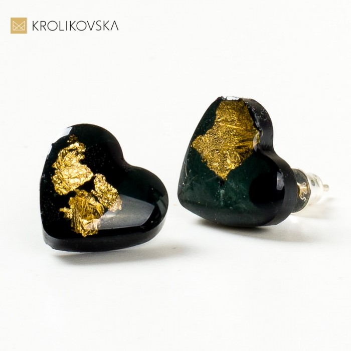 Biżuteria damska na prezent kolczyki czarne serca.