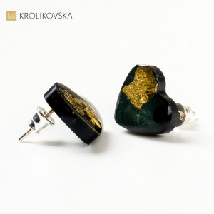 Biżuteria damska na prezent kolczyki czarne serca.