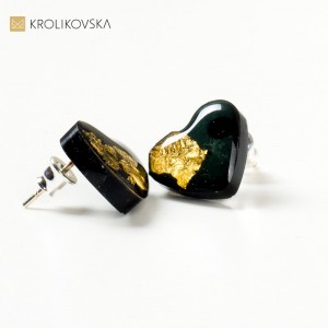 Biżuteria damska na prezent kolczyki czarne serca.
