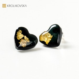 Biżuteria damska na prezent kolczyki czarne serca.