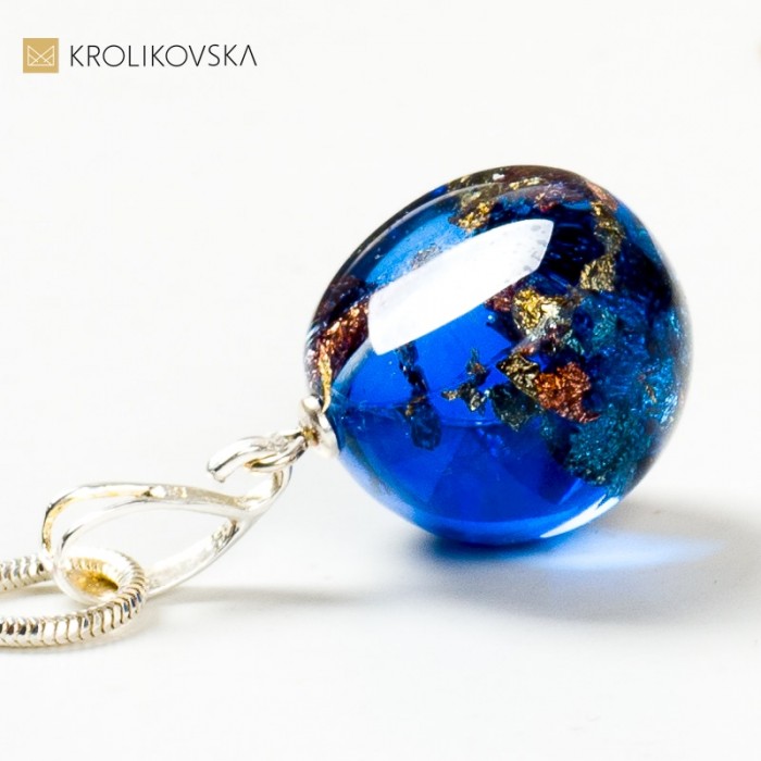 Biżuteria damska artystyczna, elegancki niebieski naszyjnik.