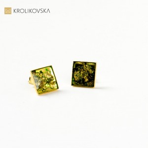 Biżuteria damska na prezent kolczyki zielono złote.